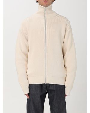 Jil Sander Ribbed Knit Zipup Cardigan - Natural