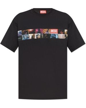 DIESEL Printed Round Neck Short Sleeve T-Shirt - Black