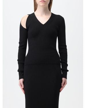 McQueen Ribbed Knit Cutout Shoulder Jumper Dress - Black