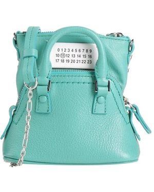 Maison Margiela Textured Leather Top Handle Crossbody Bag With Chain Detail - Green