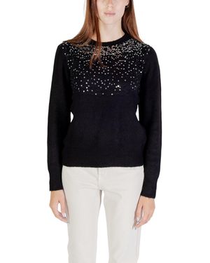 Jacqueline De Yong Sequin Embellished Long Sleeve Knit Jumper With Round Neck - Black
