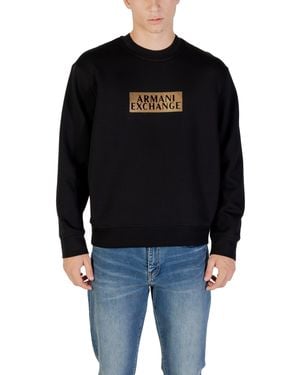 ARMANI EXCHANGE Printed Long Sleeve Round Neck Sweatshirt - Black
