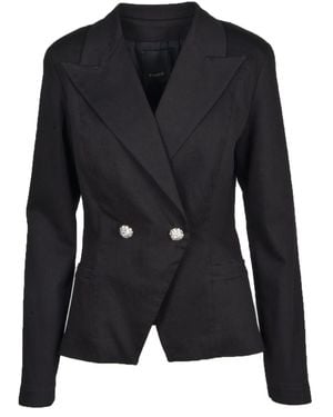 Pinko Button-Front Blazer With Lapel Collar - Black