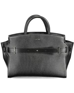 Calvin Klein Satchel Handbag Buckle Detail - Black