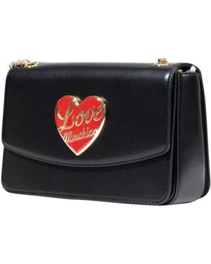 Moschino Handbag With Automatic Button Fastening And Inside Pocket - Black