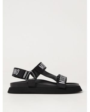 Moschino Platform Sandals With Logo Straps - Black