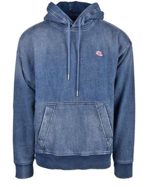 DIESEL Denim Hoodie Kangaroo Pocket - Blue