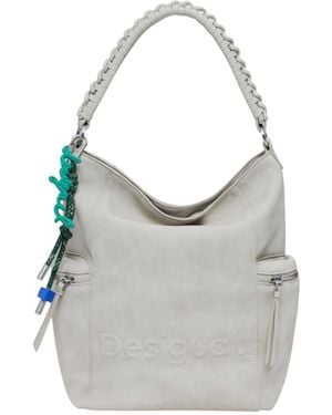 Desigual Designer Tote Bag With Zip Fastening - Grey