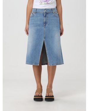 Stella McCartney Chain Detail Aline Denim Midi Skirt - Blue