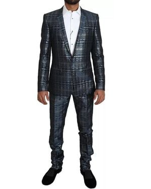 Dolce & Gabbana Metallic Jacquard Slim Fit Suit - Black