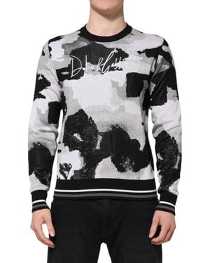 Dolce & Gabbana Print Cotton Long Sleeve Jumper - Grey
