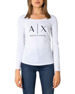 ARMANI EXCHANGE Ax Logo Tee Long Sleeve Slim Fit - White