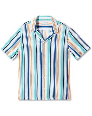 Mango Striped Short Sleeve Shirt - Blue