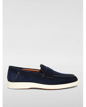 Santoni Suede Loafers Casual Slipon - Blue