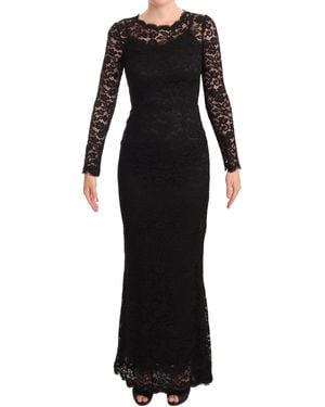 Dolce & Gabbana Lace Maxi Dress Floral Lace Evening Gown - Black