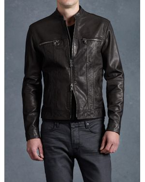 John Varvatos Jean Style Leather Jacket - Black