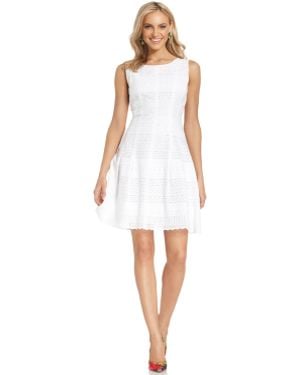 Ivanka Trump Sleeveless Eyelet Lace Dress - White