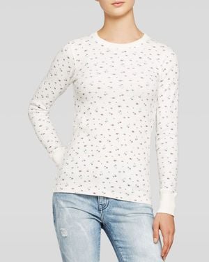 Current/Elliott Top - The Long Sleeve Meadow Floral Print Thermal - White
