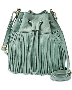 Fossil Jules Fringe Leather Drawstring Mini Bag - Green
