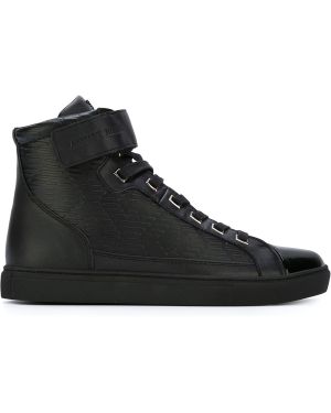 Armani Jeans Leather High-Top Trainers - Black
