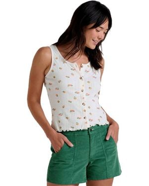 Toad&Co Foothill Pointelle Button Tank - White