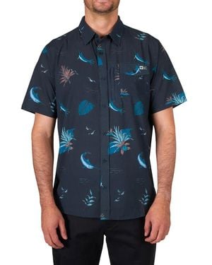 Salty Crew Ernesto Short-Sleeve Perforated Tech Woven Shirt - Blue