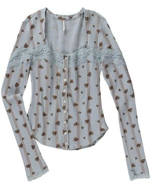 Free People Lets Party Print Cardi - Gray