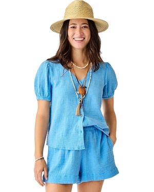 Carve Designs Milo Gauze Top - Blue