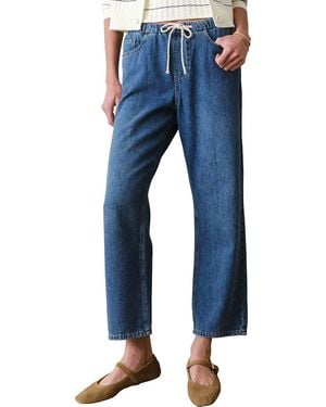 Marine Layer Denim Drawstring Straight Leg Pant - Blue