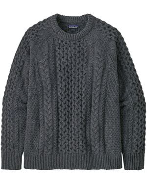 Patagonia Recycled Wool-Blend Cable Knit Crewneck Sweater - Gray