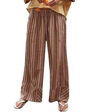 Free People Days End Linen Stripe Pant - Brown