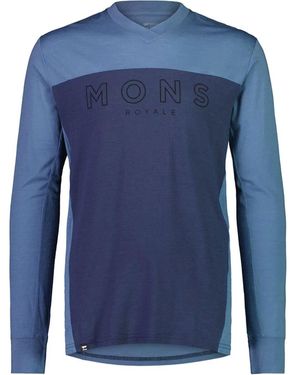 Mons Royale Redwood Enduro V-Neck Long-Sleeve Jersey - Blue