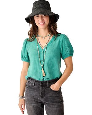 Carve Designs Milo Gauze Top - Green
