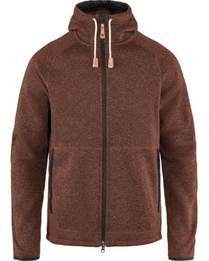 Fjallraven Ovik Fleece Hooded Jacket - Brown