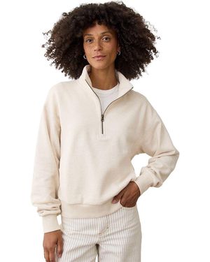 Marine Layer Cloud 9 Half Zip Sweatshirt - Natural