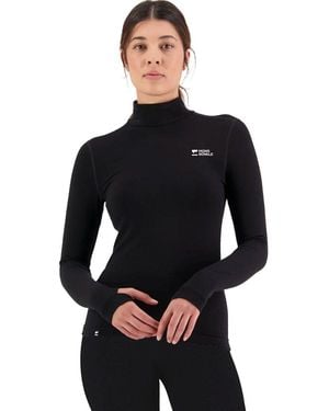 Mons Royale Cascade Merino Flex 200 Mock-Neck Top - Black