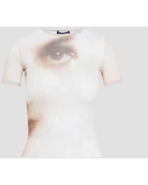 Jean Paul Gaultier Camiseta de bebé de malla con estampado ¶Face¶ de - Blanco