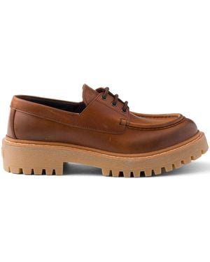 Prada 45 mm Schnür-Loafer aus Leder - Braun