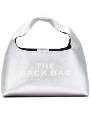 Marc Jacobs Metallisches Leder Mini Sack Tasche - Weiß