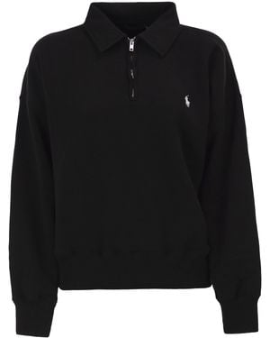 Polo Ralph Lauren Half Zip Collared Sweatshirt - Black