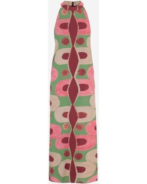 PHILIPPA 1970 Long Dress With Geometric Print - White