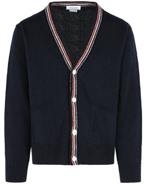 Thom Browne 'hector' Vest In Marineblauwe Wol- En Mohairmix