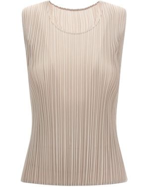 Pleats Please Issey Miyake Falten bitte Issey Miyake 'neue farbenfrohe Grundlagen 4' Top - Natur