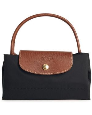 Longchamp Tasche mit 'S "Le Pliage Original"-Griff aus schwarzem, recyceltem Tela - Blau
