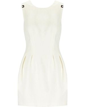 Elisabetta Franchi Ivory Linen Blend Dress - White