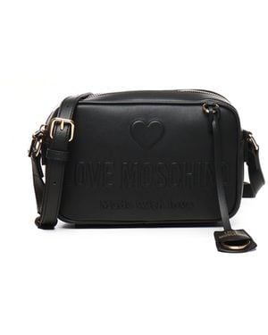 Love Moschino Hou Van Moschino Zwart Reliëf Logo Schoudertas