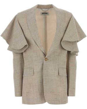 Moschino Textured Notched Lapel Jacket - Natural
