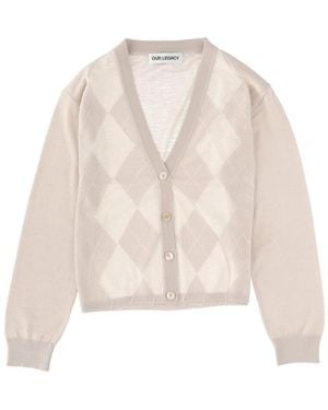 Our Legacy Checks V Neck Cardigan - Natural