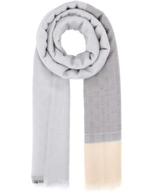 Gucci Embroidered Cashmere Blend Scarf - Grey