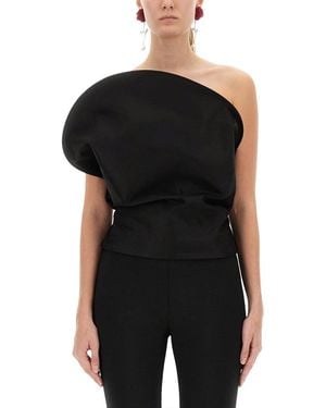 Magda Butrym Sculptural One-Shoulder Bustier With Architectural Elements - Black